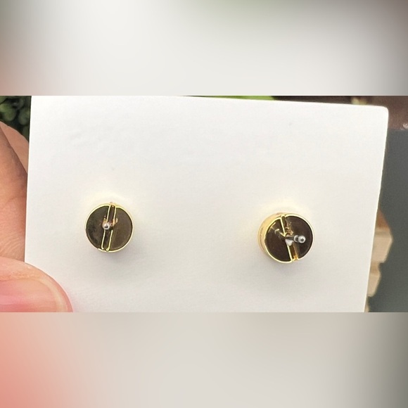 Michael Kors Gold Heart Crystal Logo Stud Earrings - Picture 5 of 5